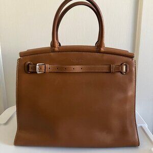 Ralph Lauren Collection RL50 Large Top Handle Handbag in Tan Leather